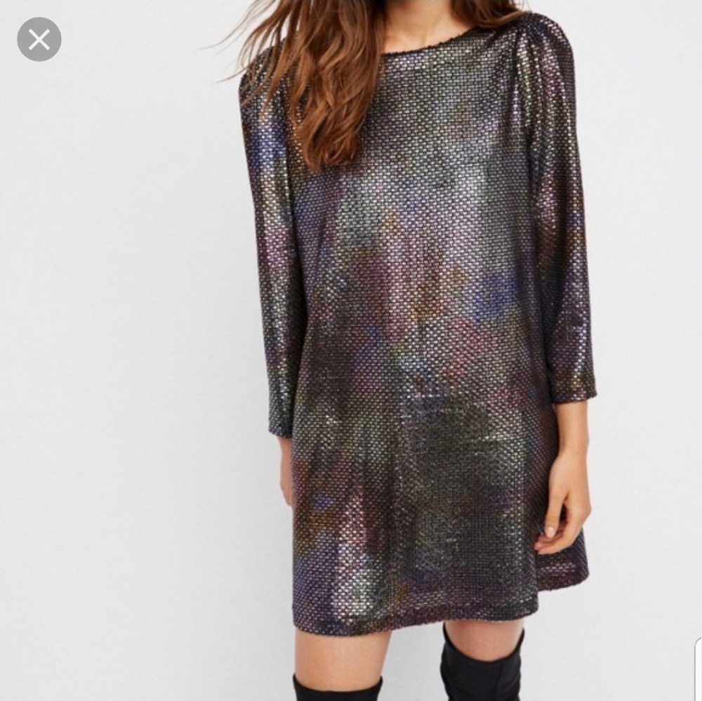 NWT - FREE PEOPLE METALLIC SWING SHIFT DRESS